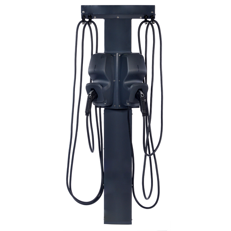 Double pedestal with retractable cables