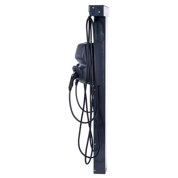 Double pedestal with retractable cables